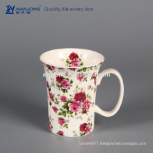 Pretty Design Floral Painting Fine Ceramic Mug With Flower Printing, China Supplier Providing Logo Customization Service